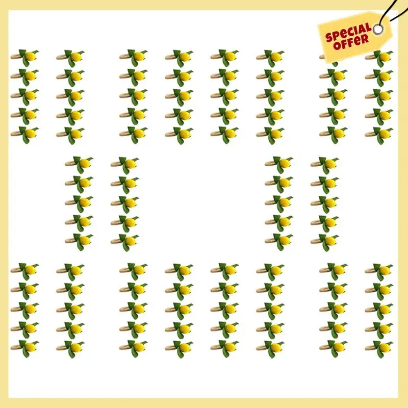 -BABQ 100PCS Handmade Napkin Rings Yellow Faux Lemon With Vine Napkin Ring For Wedding, Dinner Party, Banquet, Serviette
-BABQ 100PCS Handmade Napkin Rings Yellow Faux Lemon With Vine Napkin Ring For Wedding, Dinner Party, Banquet, Serviette