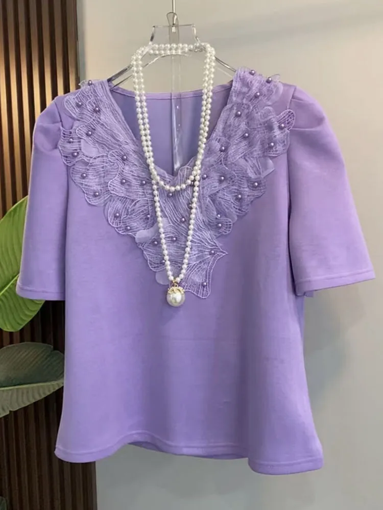 2025 spring new plus size women's clothing slimming and fashionable design round neck short sleeved T-shirt top for women
2025 spring new plus size women's clothing slimming and fashionable design round neck short sleeved T-shirt top for women