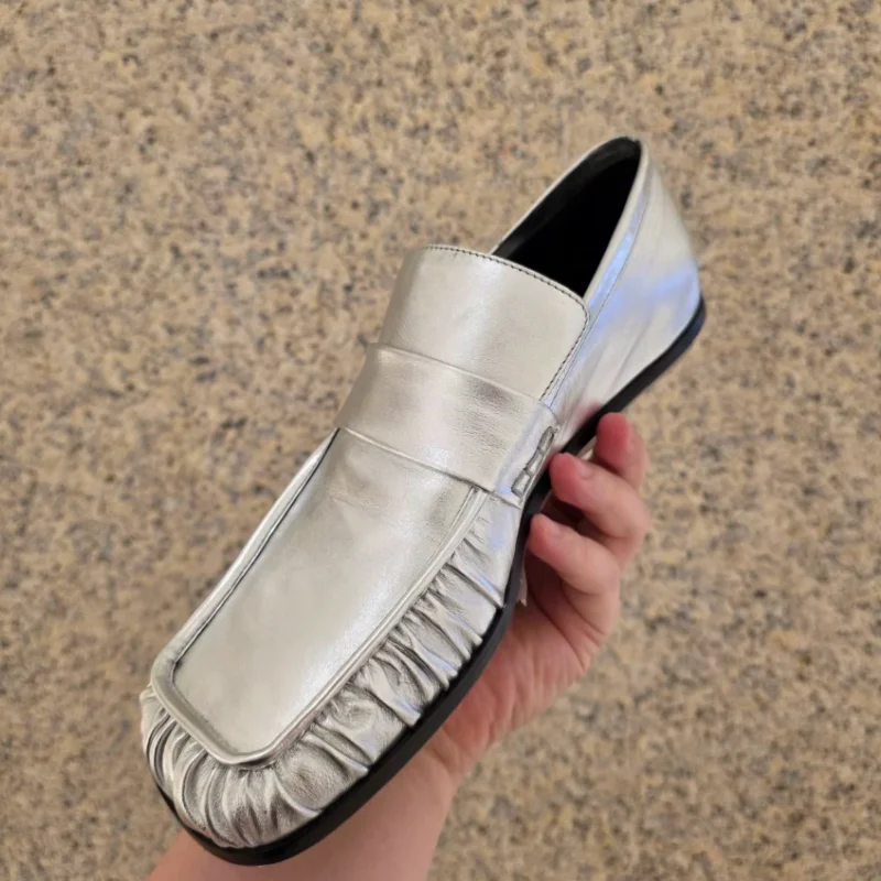 Pleated Shoes for Womens Square Toes Flat Heels Sewing Lines Luxury Leather Female Loafers Shallow Zapatos De Mujer Stitching
Pleated Shoes for Womens Square Toes Flat Heels Sewing Lines Luxury Leather Female Loafers Shallow Zapatos De Mujer Stitching