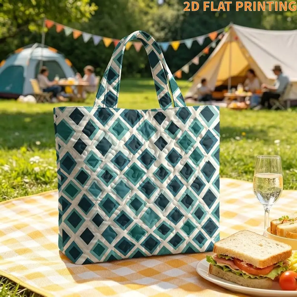 1pc 2D FLAT Printing Women's Quilted Tote Bag - with Geometric Green Diamond Pattern Colorful Design, Large-Capacity Daily Bag
1pc 2D FLAT Printing Women's Quilted Tote Bag - with Geometric Green Diamond Pattern Colorful Design, Large-Capacity Daily Bag