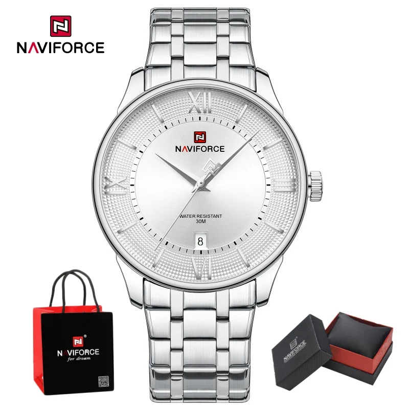 NAVIFORCE Man's Watch Quartz Calendar 30M Waterproof Stainless Steel Male Stylish Daily Luxury Wristwatch Gifts Box Father's Day
NAVIFORCE Man's Watch Quartz Calendar 30M Waterproof Stainless Steel Male Stylish Daily Luxury Wristwatch Gifts Box Father's Day
