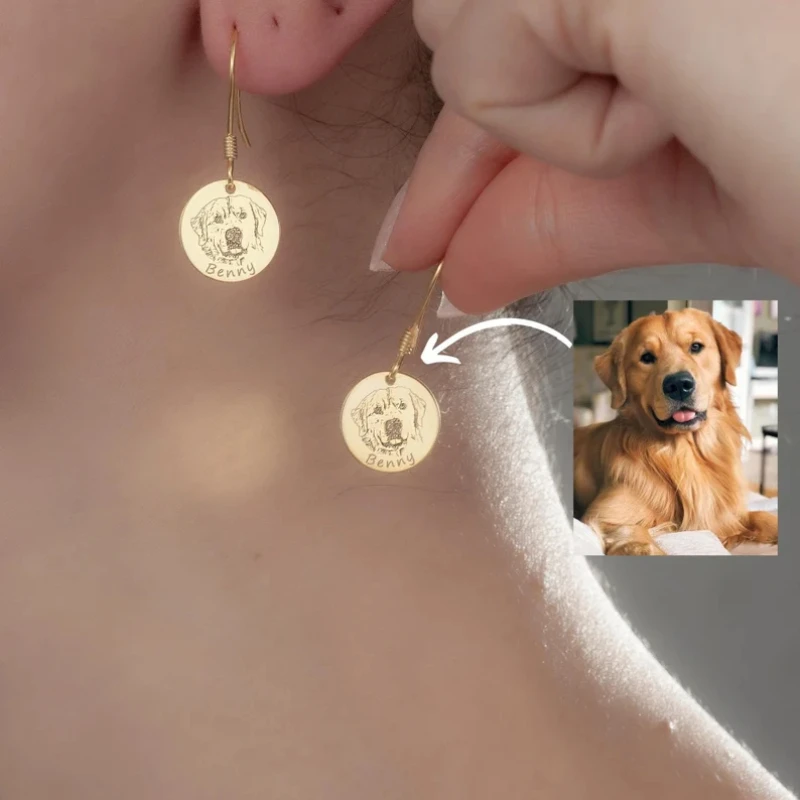 Copper Plated 18K Gold Custom Carved Pet Photo Earrings Fashionable Personalized Earrings Mother's Day Gift Birthday Gift
Copper Plated 18K Gold Custom Carved Pet Photo Earrings Fashionable Personalized Earrings Mother's Day Gift Birthday Gift