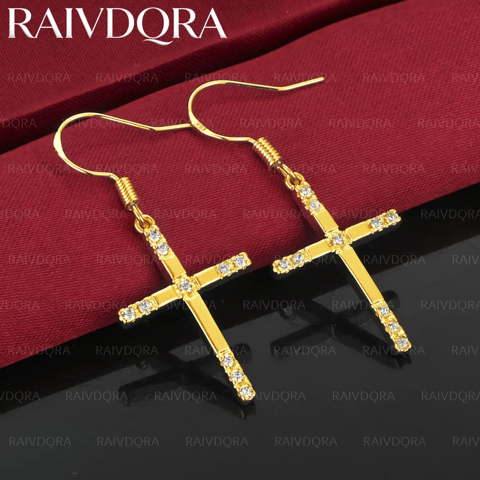 18K Gold Plated Earrings Zircon Cross Drop Earrings For Women Charm Fashion Trend Jewelry And Daily Wear
18K Gold Plated Earrings Zircon Cross Drop Earrings For Women Charm Fashion Trend Jewelry And Daily Wear
