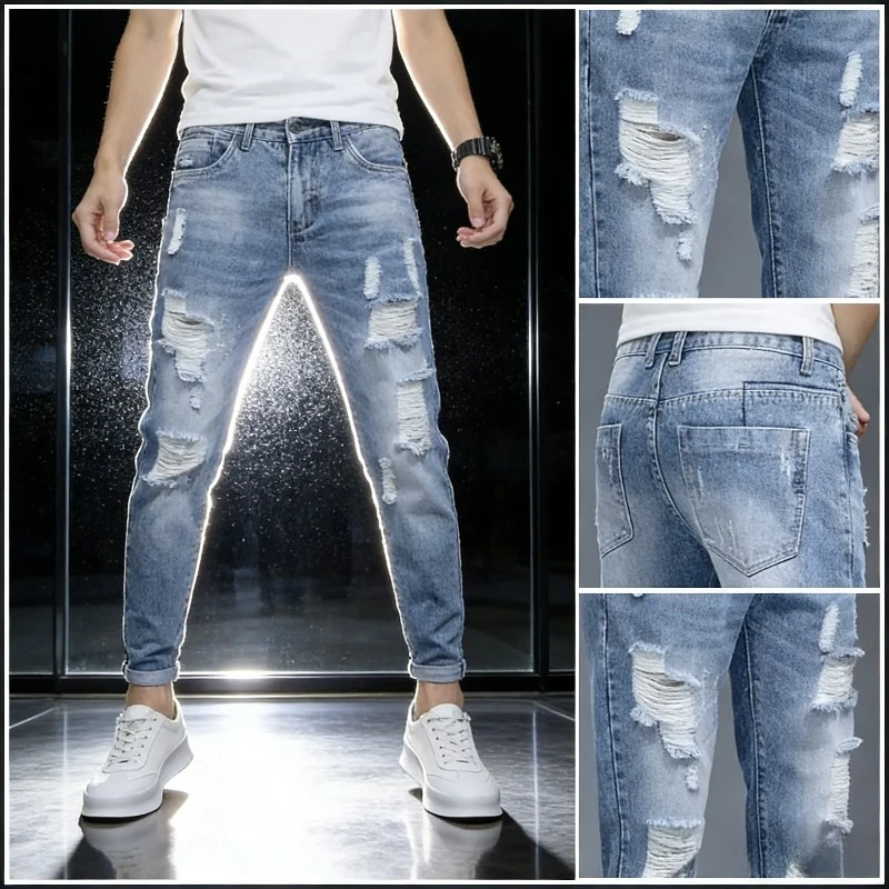 Men's Slim Fit Casual Denim Jeans Hole Punching Nine Points Spring Autumn Style Loose Board New Summer Hot Sale Of The Sea
Men's Slim Fit Casual Denim Jeans Hole Punching Nine Points Spring Autumn Style Loose Board New Summer Hot Sale Of The Sea