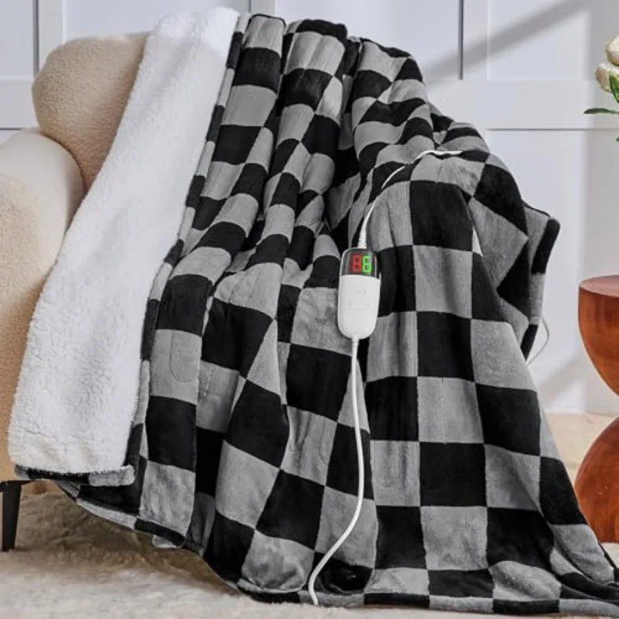 Heated Electric Blanket Throw 50X60 Heating Blanket with 10 Heat Level and 8 Hours Auto Off for Lap Checkered Soft Sherpa Blank
Heated Electric Blanket Throw 50X60 Heating Blanket with 10 Heat Level and 8 Hours Auto Off for Lap Checkered Soft Sherpa Blank