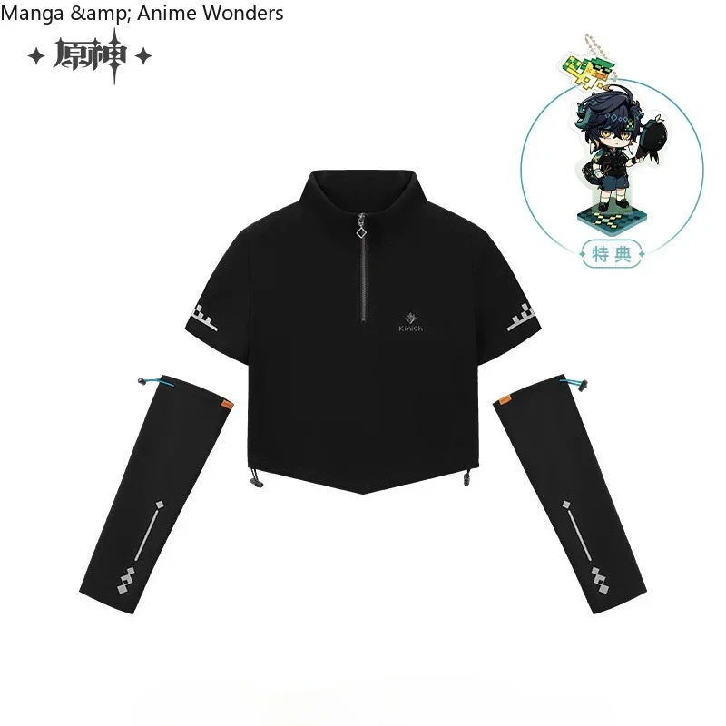 Официальная футболка MiHoYo Anime Merch Genshin Impact Kinich Theme Impression Serie, футболка с короткими рукавами и молнией, черные топы для косплея, подарок
Официальная футболка MiHoYo Anime Merch Genshin Impact Kinich Theme Impression Serie, футболка с короткими рукавами и молнией, черные топы для косплея, подарок