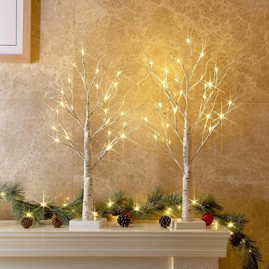 Indoor Christmas decor: birch wood, white, battery-powered LED lights with timer for warm ambient glow
Indoor Christmas decor: birch wood, white, battery-powered LED lights with timer for warm ambient glow