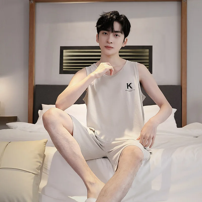 L-5XL Plus Size Mens Summer Pajama Set Korean Cotton Sleeveless Vest Sleepwear Two Piece Shorts Loungewear Loose Home Clothes
L-5XL Plus Size Mens Summer Pajama Set Korean Cotton Sleeveless Vest Sleepwear Two Piece Shorts Loungewear Loose Home Clothes