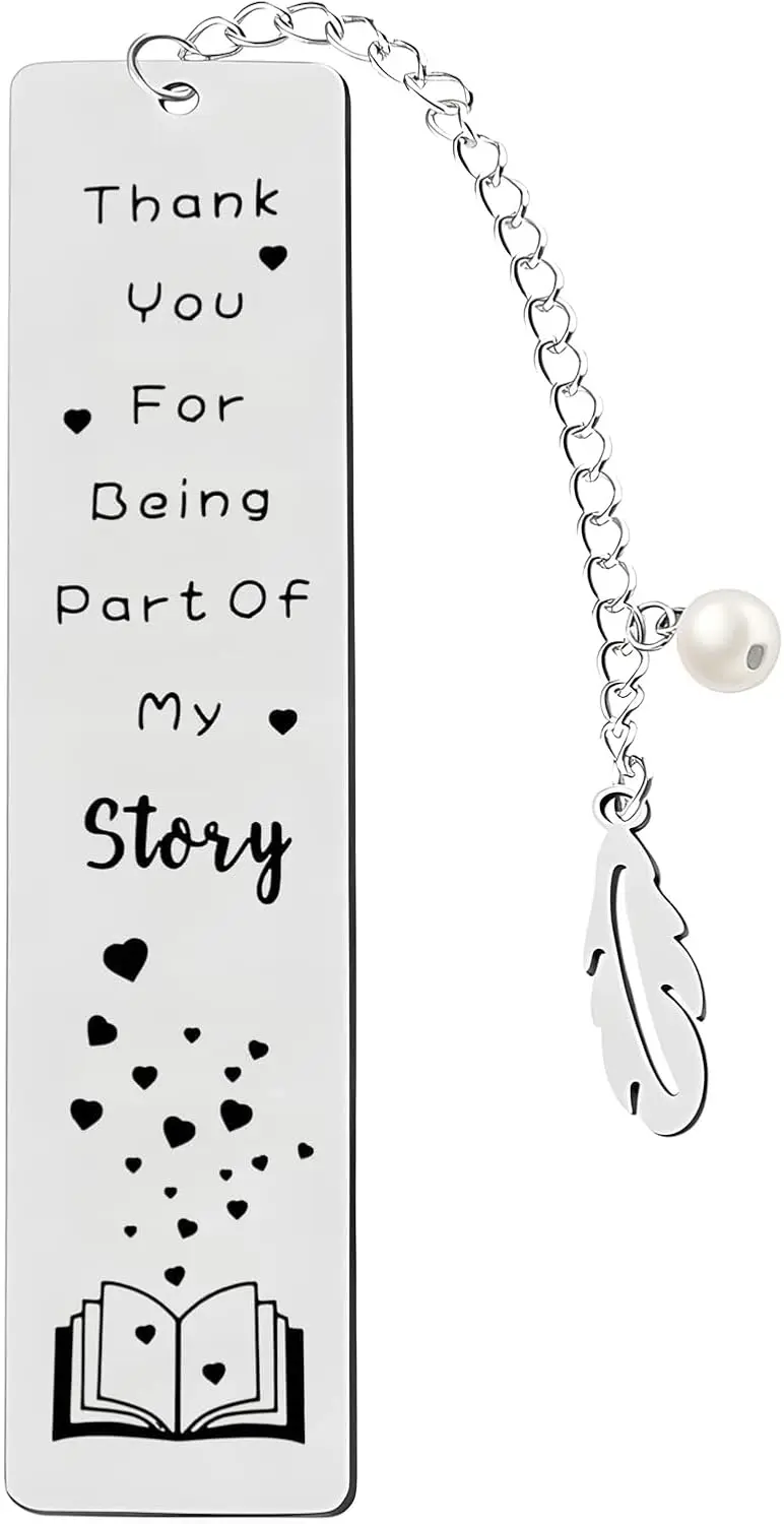 Stainless Steel Bookmark with Engraved Thank You Message for Book Lovers, Silver, 5.11 x 1.02 Inches
Stainless Steel Bookmark with Engraved Thank You Message for Book Lovers, Silver, 5.11 x 1.02 Inches