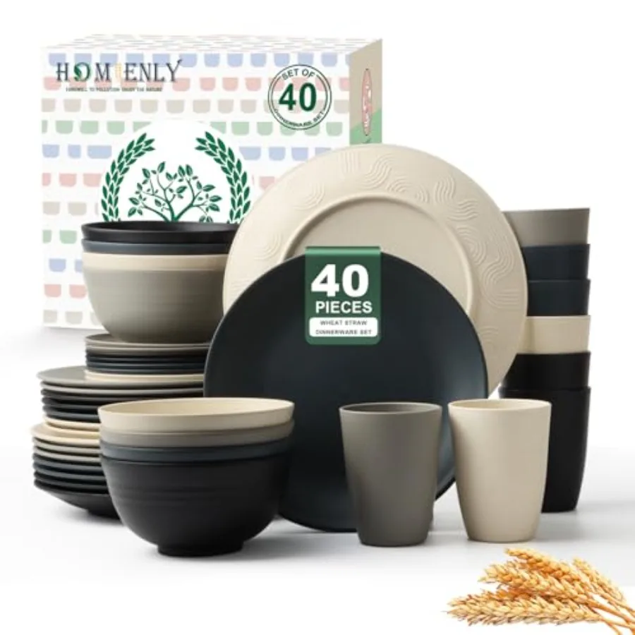 Kitchen Wheat Straw Dinnerware Set - Dinner Plates, Cereal Bowls, Wheat Straw Cups Set, Microwave and Dishwasher Safe Dishes Se
Kitchen Wheat Straw Dinnerware Set - Dinner Plates, Cereal Bowls, Wheat Straw Cups Set, Microwave and Dishwasher Safe Dishes Se