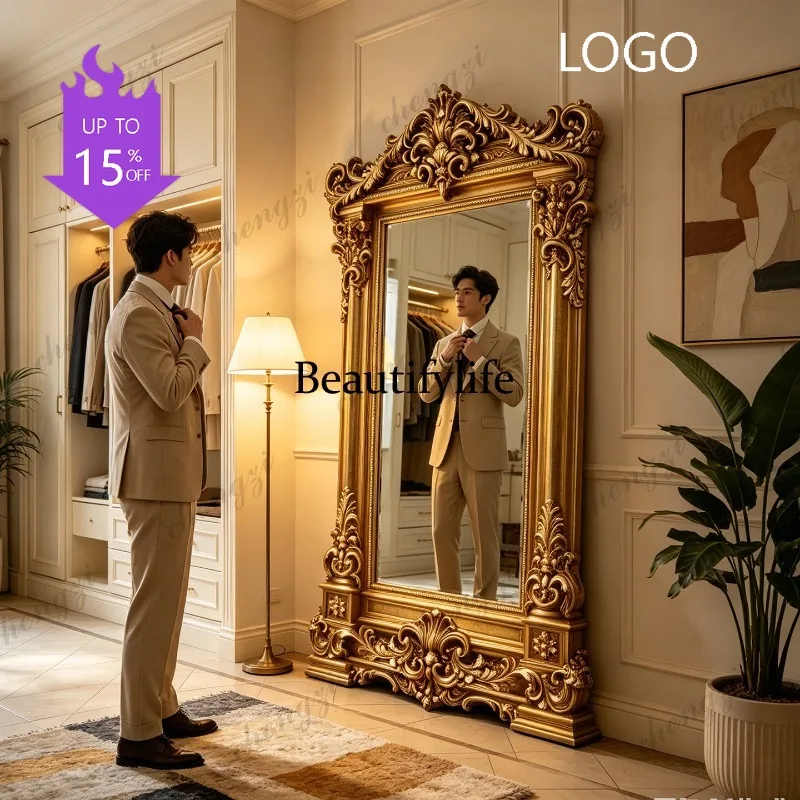 cqy Customized luxury full-body mirror French retro carved court style floor mirror full-length mirror living room
cqy Customized luxury full-body mirror French retro carved court style floor mirror full-length mirror living room