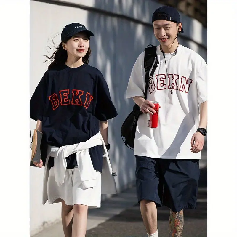 two-piece single-piece pure cotton simple and loose handsome heavy sports short-sleeved T-shirt men's and women's summer suit
two-piece single-piece pure cotton simple and loose handsome heavy sports short-sleeved T-shirt men's and women's summer suit
