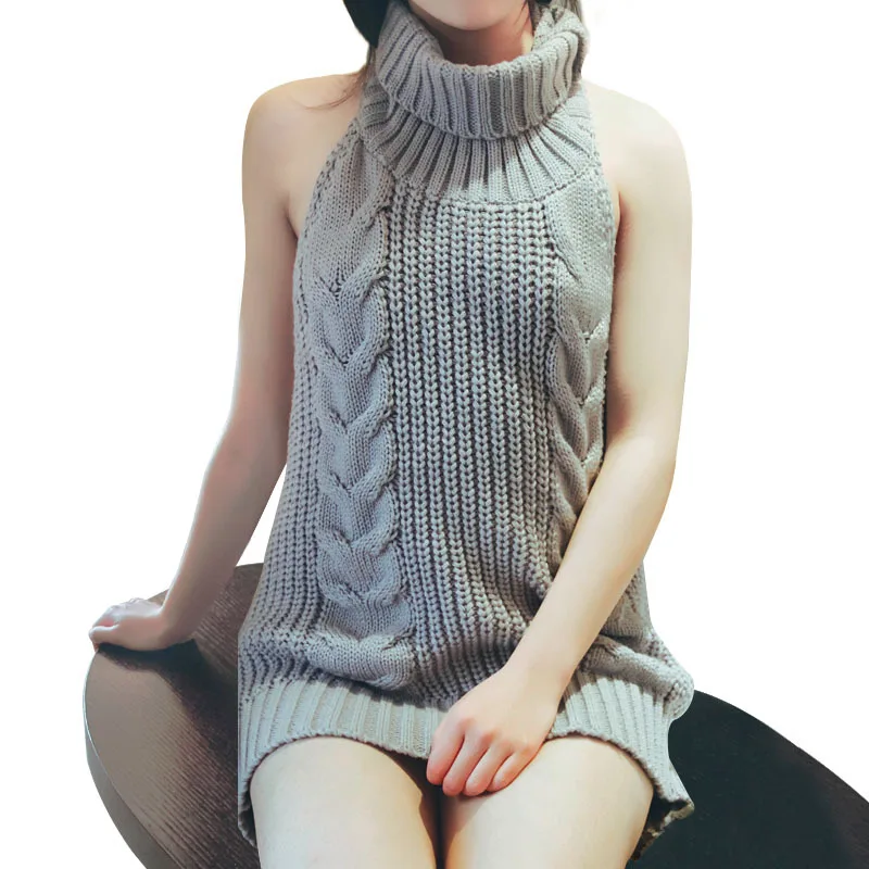Sexy Backless High Collar Sleeveless Knitted Sweater for Girls Spring Autumn High Quality Comfortable Breathable Soft Material
Sexy Backless High Collar Sleeveless Knitted Sweater for Girls Spring Autumn High Quality Comfortable Breathable Soft Material