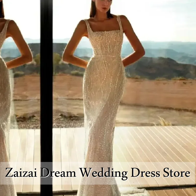 Customized Exquisite Sparkle Wedding Dress Mermaid Square Neck Neckline Sleeveless Long Open Back Plus Size Vestidos De Novias
Customized Exquisite Sparkle Wedding Dress Mermaid Square Neck Neckline Sleeveless Long Open Back Plus Size Vestidos De Novias