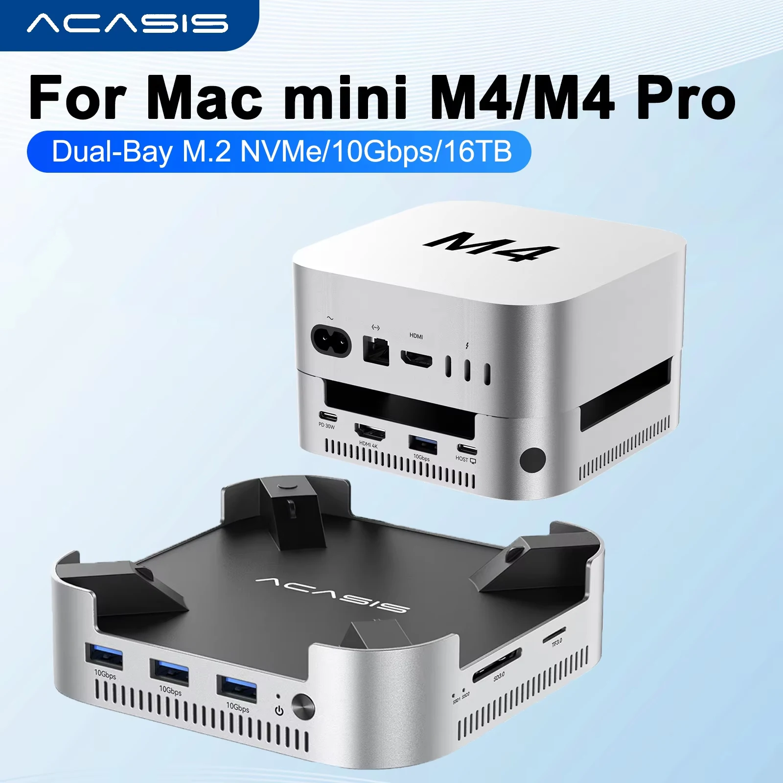 Acasis Mac Mini Docking Station USB C Hub with Dual-bay M.2 NVMe SSD Enclosure 10Gbps USB-A Splitter SD&TF for Mac Mini M4 Pro
Acasis Mac Mini Docking Station USB C Hub with Dual-bay M.2 NVMe SSD Enclosure 10Gbps USB-A Splitter SD&TF for Mac Mini M4 Pro
