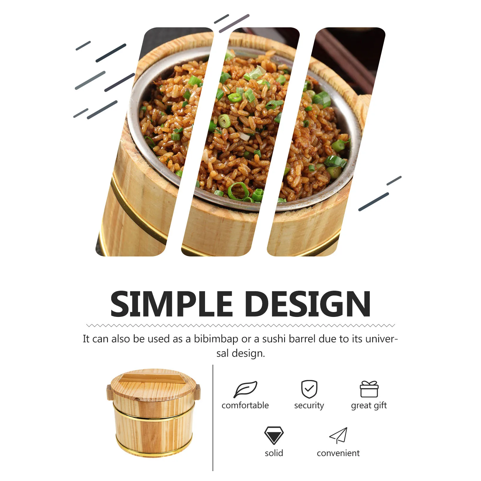 Wooden Rice Bucket Smooth Surface Sushi Container Lidded Mixing Tub Compact Kitchen Diner Tool Bibimbap Bowl Food Serving Wooden
Wooden Rice Bucket Smooth Surface Sushi Container Lidded Mixing Tub Compact Kitchen Diner Tool Bibimbap Bowl Food Serving Wooden