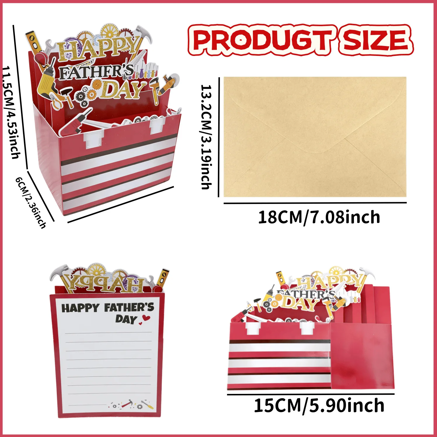 2Pcs Father's Day Tool-Themed Pop-Up Card, 3D Toolbox Greeting Card, Party Decorations, and Ornaments
2Pcs Father's Day Tool-Themed Pop-Up Card, 3D Toolbox Greeting Card, Party Decorations, and Ornaments