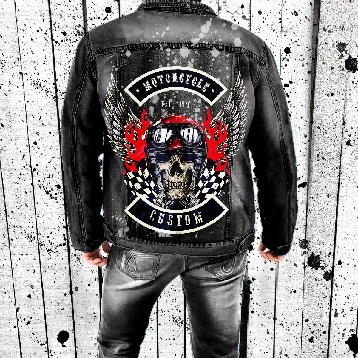 Men's Denim jacket 2024 Fashion Punk Style Print Skull Slim Casual Hip Hop Jackets Denim Distressed Washed Vintage Retro Black
Men's Denim jacket 2024 Fashion Punk Style Print Skull Slim Casual Hip Hop Jackets Denim Distressed Washed Vintage Retro Black