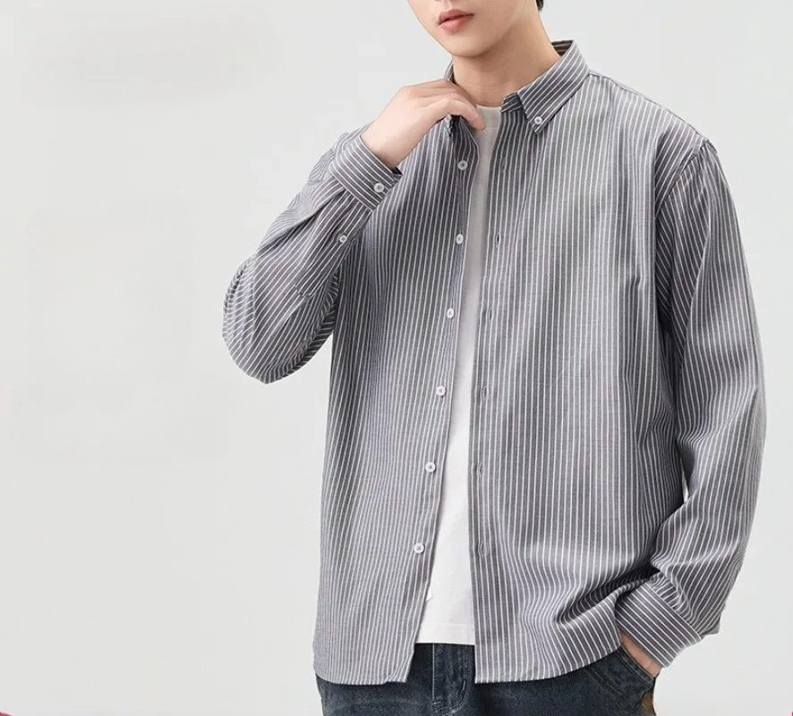 Men Vertical Striped Long-Sleeved Blouse Shirt Japanese Korea Design Casual Shirt Coat Summer Fashion Casual Polo Men's Shirts
Men Vertical Striped Long-Sleeved Blouse Shirt Japanese Korea Design Casual Shirt Coat Summer Fashion Casual Polo Men's Shirts