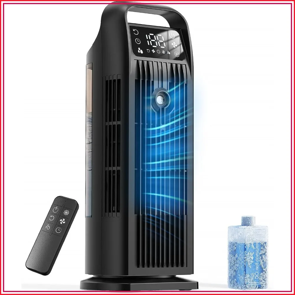 4-in-1 Evaporative Air Cooler, 1200ml Tank, Remote, 12H Timer, 120° Oscillation, 4 Speeds, Mist Spray Tower Fan for Home Office, Black
4-in-1 Evaporative Air Cooler, 1200ml Tank, Remote, 12H Timer, 120° Oscillation, 4 Speeds, Mist Spray Tower Fan for Home Office, Black
