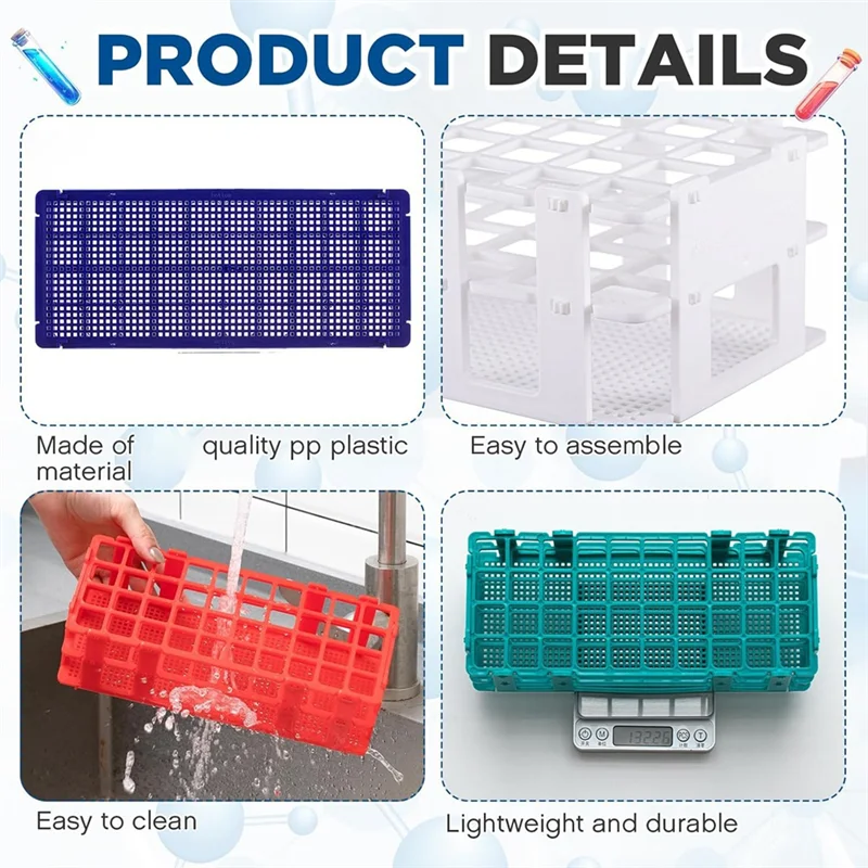 4 Pcs Plastic Test Tube Rack Test Tube Holder Rack Detachable Tube Holder For 16Mm Test Tubes
4 Pcs Plastic Test Tube Rack Test Tube Holder Rack Detachable Tube Holder For 16Mm Test Tubes