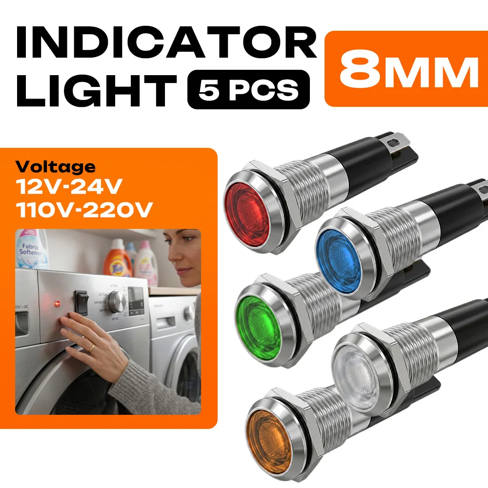 FILN 5PCS 8mm IP67 Waterproof Warning Lamp Metal LED Indicator Light 12-24V/110-220V for Car Boat Industrial Control Start Panel
FILN 5PCS 8mm IP67 Waterproof Warning Lamp Metal LED Indicator Light 12-24V/110-220V for Car Boat Industrial Control Start Panel