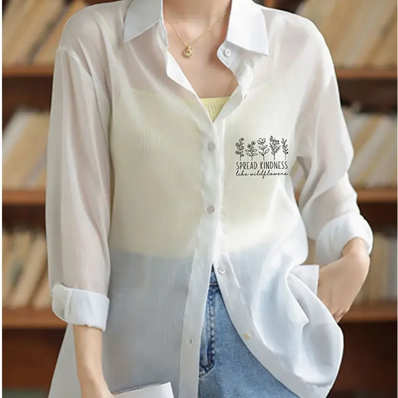 Summer Shirts & Blouses for Women Chiffon Full Long Sleeve Woman Top Cute and Elegant Basic Japanese Harajuku Fashion New 2024 S
Summer Shirts & Blouses for Women Chiffon Full Long Sleeve Woman Top Cute and Elegant Basic Japanese Harajuku Fashion New 2024 S