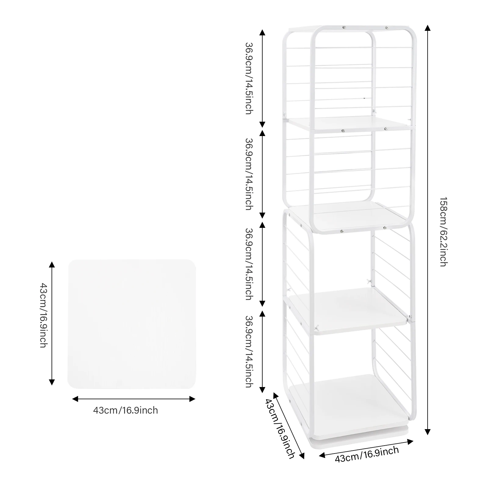 4-Tier Rotating Bookshelf 60kg Load Capacity 360° Rotating Bookshelf Bookshelf for Bedroom Living Room/Office/Coffee Shop
4-Tier Rotating Bookshelf 60kg Load Capacity 360° Rotating Bookshelf Bookshelf for Bedroom Living Room/Office/Coffee Shop