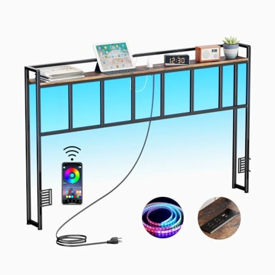 Изголовье кровати размера Queen с LED-подсветкой, розетками и USB-портами, с полкой для хранения, прочное и устойчивое.
Изголовье кровати размера Queen с LED-подсветкой, розетками и USB-портами, с полкой для хранения, прочное и устойчивое.