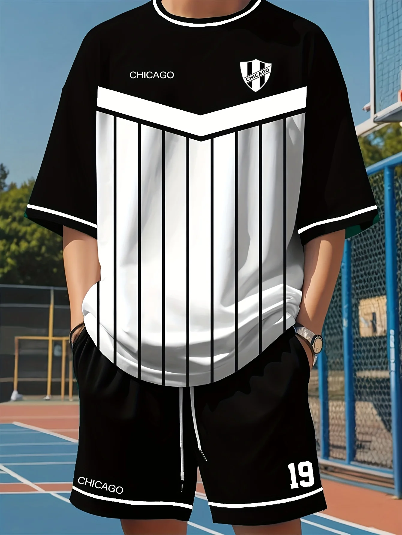 2026 Summer New Men's 19 Striped Soccer T-Shirt & Shorts Set Y2k Oversized Casual Suit Suitable for Daily and Training Wear
2026 Summer New Men's 19 Striped Soccer T-Shirt & Shorts Set Y2k Oversized Casual Suit Suitable for Daily and Training Wear