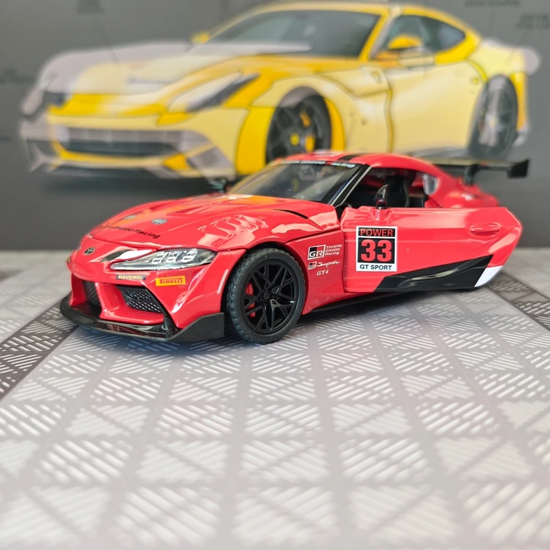 1:32 Simulated Toyota GR Supra GT4 alloy car model, doors and engine hood, trunk can be opened has simulated sound and lighting
1:32 Simulated Toyota GR Supra GT4 alloy car model, doors and engine hood, trunk can be opened has simulated sound and lighting