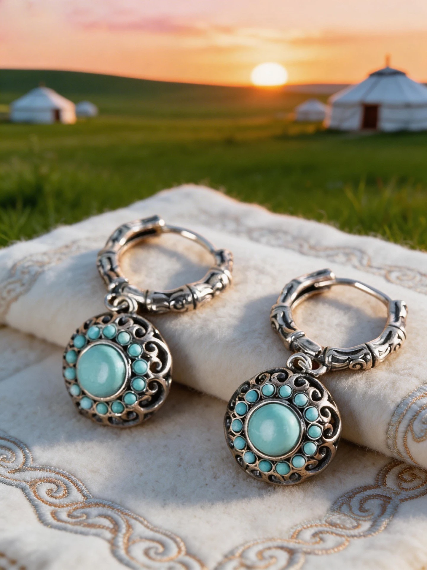Mongolian Style S925 Silver Turquoise Embedded Hollow Design Earrings Vintage Luxury Fashion Jewelry for Women
Mongolian Style S925 Silver Turquoise Embedded Hollow Design Earrings Vintage Luxury Fashion Jewelry for Women