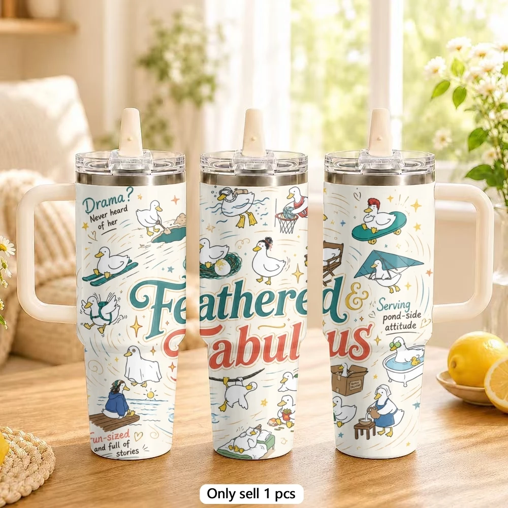 Happy Duck Vacuum Flasks 40oz Stainless Steel Tumbler with Handle Straw Lid Vacuum Insulated Double Wall Leak Proof
Happy Duck Vacuum Flasks 40oz Stainless Steel Tumbler with Handle Straw Lid Vacuum Insulated Double Wall Leak Proof