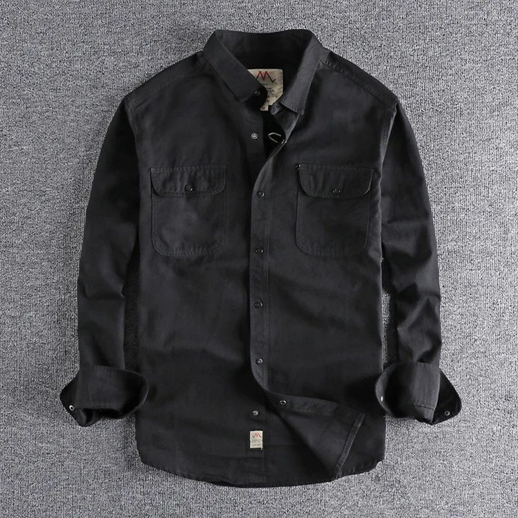 American New Fashion Men's Solid Color Turn-down Collar Long Sleeve Pocket Casual Trendy Loose Cargo Shirts Male Vintage Clothes
American New Fashion Men's Solid Color Turn-down Collar Long Sleeve Pocket Casual Trendy Loose Cargo Shirts Male Vintage Clothes