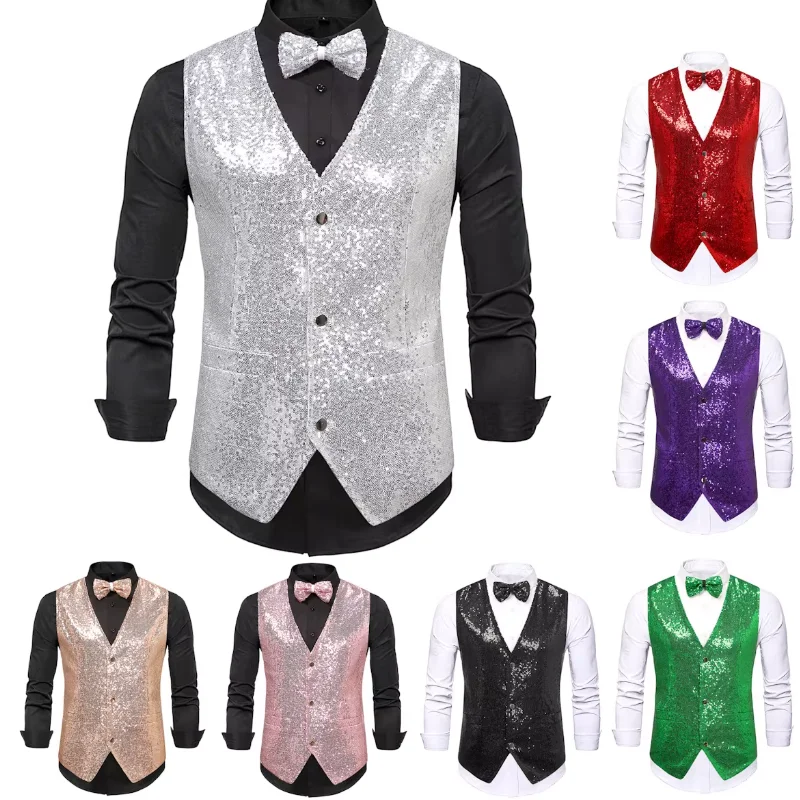 Nightclub Men's Sequins Stage Vest Performance Costume British Retro
Nightclub Men's Sequins Stage Vest Performance Costume British Retro