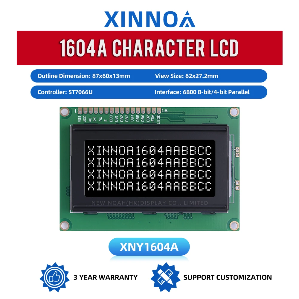 BTN black film White 1604A 3.6-Inch LCD Screen 02*16 Voltage 5V 3.3V ST7066U Character LCD Module Display Screen Factory Outlet
BTN black film White 1604A 3.6-Inch LCD Screen 02*16 Voltage 5V 3.3V ST7066U Character LCD Module Display Screen Factory Outlet