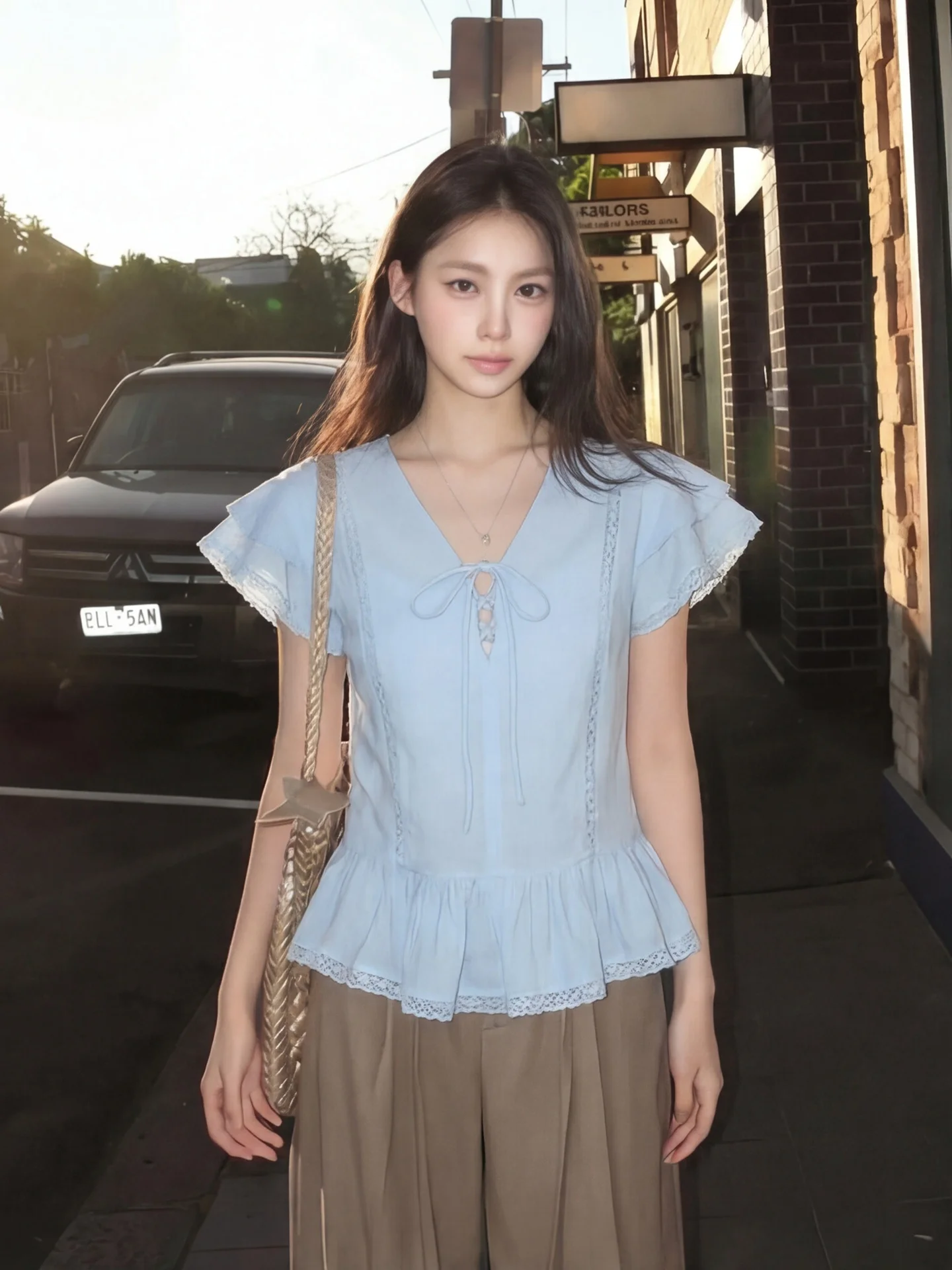 Elegant Short Sleeve Hollow out V-Neck Women's Shirt Floral Lace Trim Belted Casual Fashion Korean Style Summer Top
Elegant Short Sleeve Hollow out V-Neck Women's Shirt Floral Lace Trim Belted Casual Fashion Korean Style Summer Top