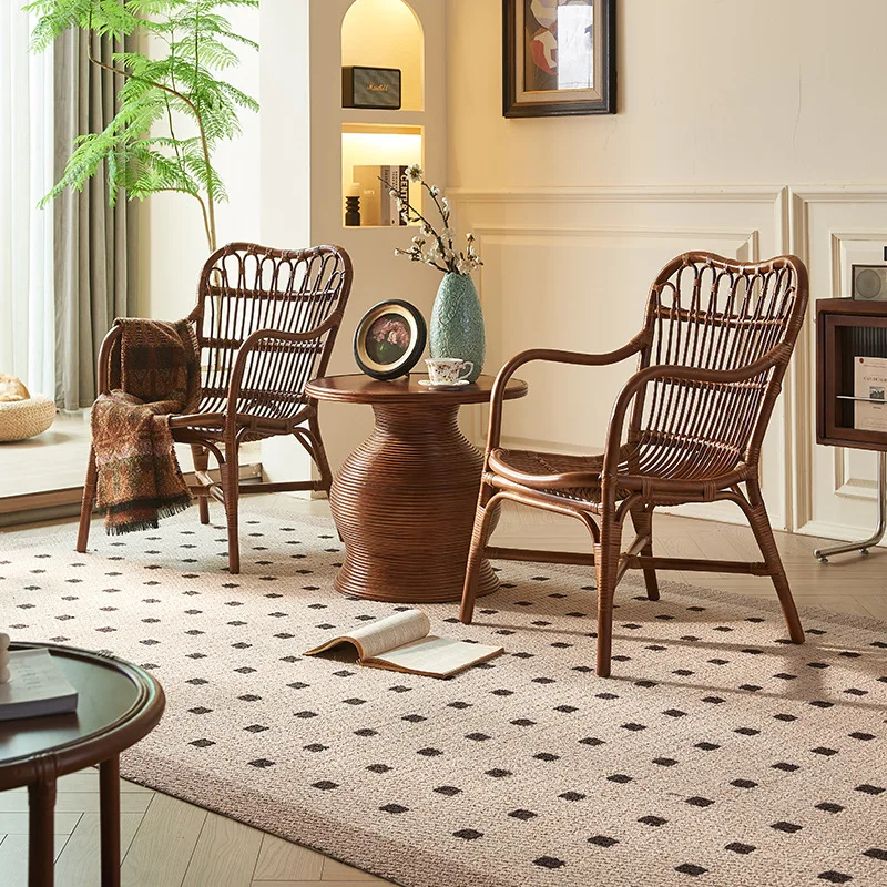 Wabi-sabi wind rattan chair retro tea table three-piece set natural rattan braided sofa homestay back
Wabi-sabi wind rattan chair retro tea table three-piece set natural rattan braided sofa homestay back
