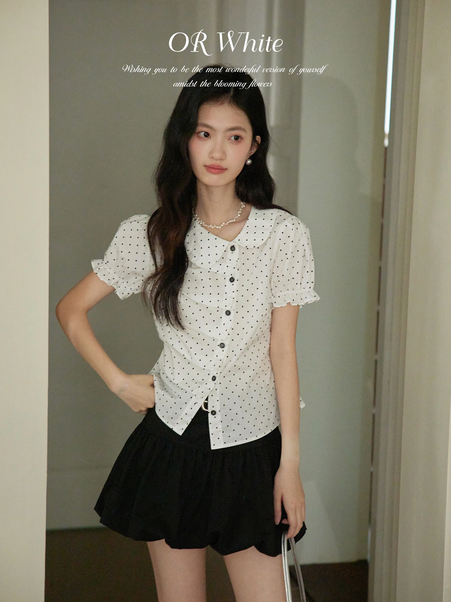 ORWhite Ретро-блузка в горошек с асимметричным воротником-куклой, женская летняя приталенная модель для повседневной носки, из чистого хлопка, с коротким рукавом
ORWhite Ретро-блузка в горошек с асимметричным воротником-куклой, женская летняя приталенная модель для повседневной носки, из чистого хлопка, с коротким рукавом