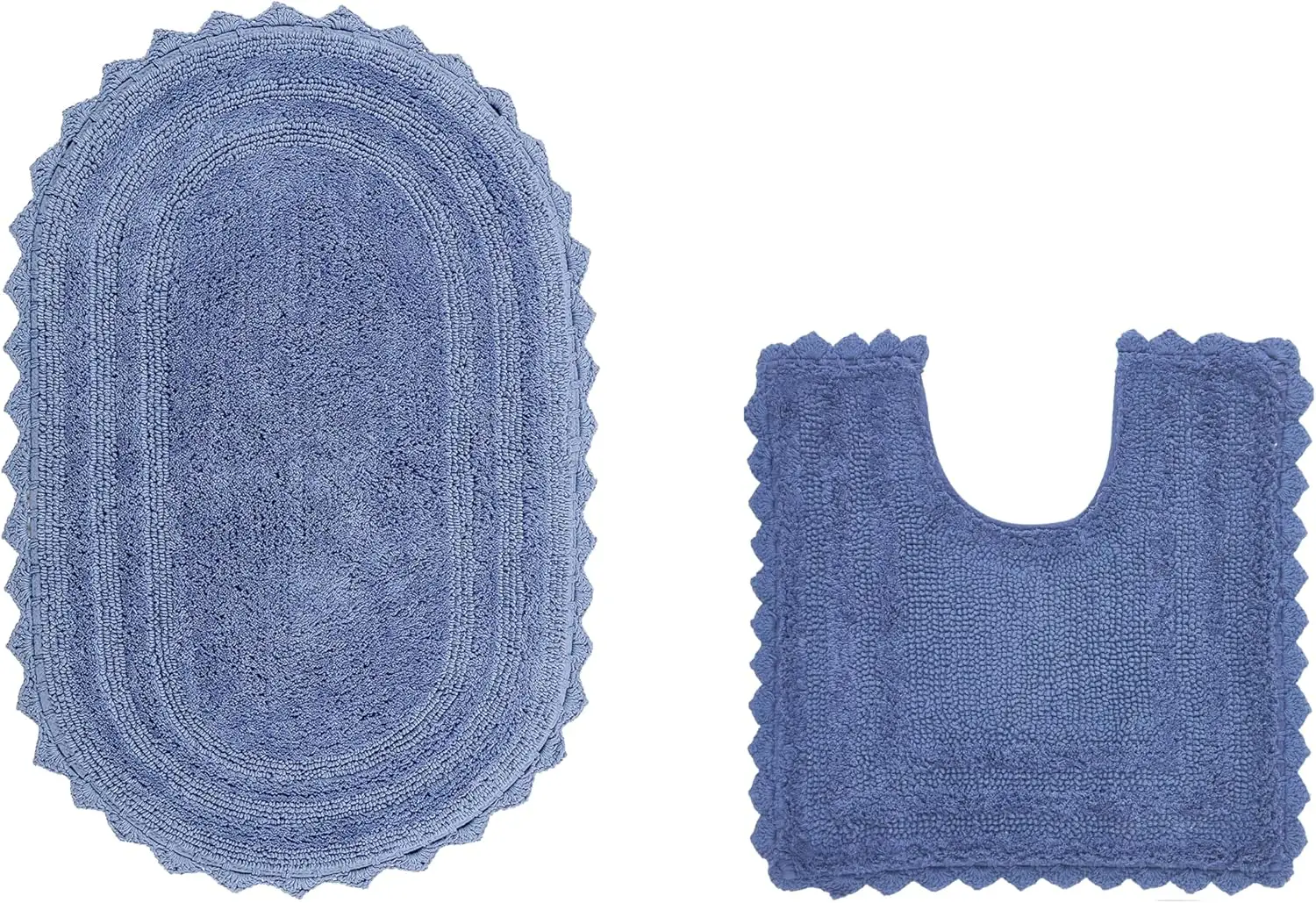 2 Piece Crochet Oval Rug Set 20x20 & 20x32 U Shape Bath Mat Soft Absorbent Washable Blue
2 Piece Crochet Oval Rug Set 20x20 & 20x32 U Shape Bath Mat Soft Absorbent Washable Blue