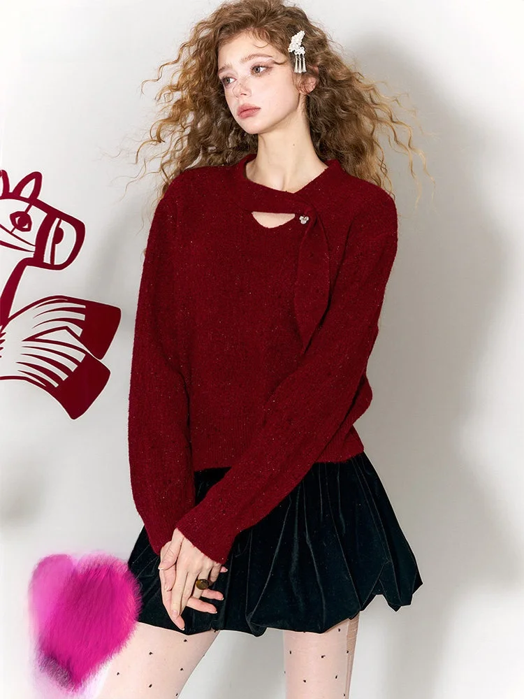 Elegant Knitted Sweater with Sashes Casual Style Thickened Winter Long Sleeve Loose Fit Women's Top for New Year Party
Elegant Knitted Sweater with Sashes Casual Style Thickened Winter Long Sleeve Loose Fit Women's Top for New Year Party