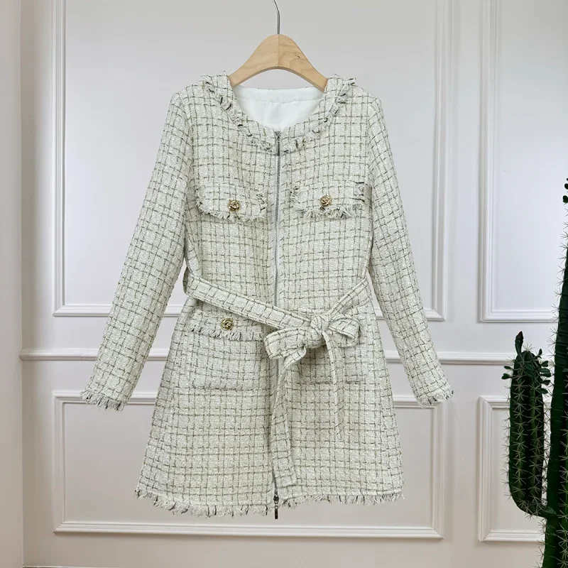 Women Vintage O Neck Tassel Zipper Small Fragrance Dress Fashion Round Neck Long Sleeve Casual Tweed Winter Jacket French Dress
Women Vintage O Neck Tassel Zipper Small Fragrance Dress Fashion Round Neck Long Sleeve Casual Tweed Winter Jacket French Dress