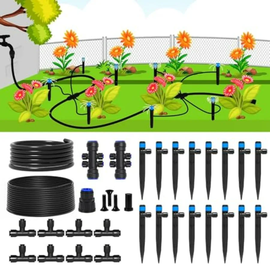Quick-Connect Automatic Drip Irrigation System Kit 36FT Garden Watering Kit with Adjustable Nozzles and Sprinklers for Greenhou
Quick-Connect Automatic Drip Irrigation System Kit 36FT Garden Watering Kit with Adjustable Nozzles and Sprinklers for Greenhou