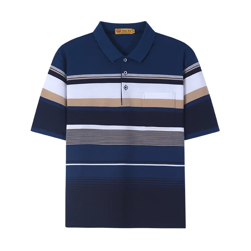 Men Middle Aged Striped Cotton Polo Shirt Loose Casual Breathable Short Sleeve Dad Tops
Men Middle Aged Striped Cotton Polo Shirt Loose Casual Breathable Short Sleeve Dad Tops