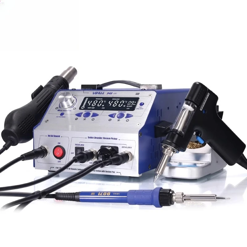 Пистолет горячего воздуха, электрический паяльник, электрический оловянный абсорбер, интеллектуальный сварочный стол «четыре в одном» с всасыванием ручки
Пистолет горячего воздуха, электрический паяльник, электрический оловянный абсорбер, интеллектуальный сварочный стол «четыре в одном» с всасыванием ручки