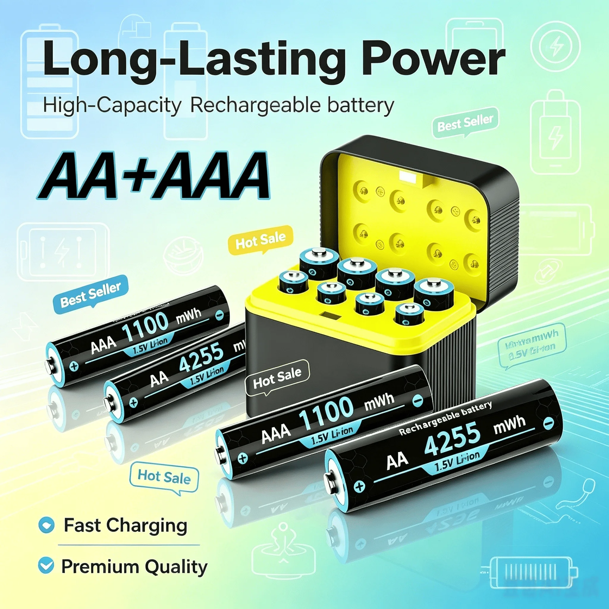 1.5V AA 4255mWh AAA 1100mWh Battery for Remote Control Game Console Mouse Toy Doorbell Blood Pressure Monitor
1.5V AA 4255mWh AAA 1100mWh Battery for Remote Control Game Console Mouse Toy Doorbell Blood Pressure Monitor