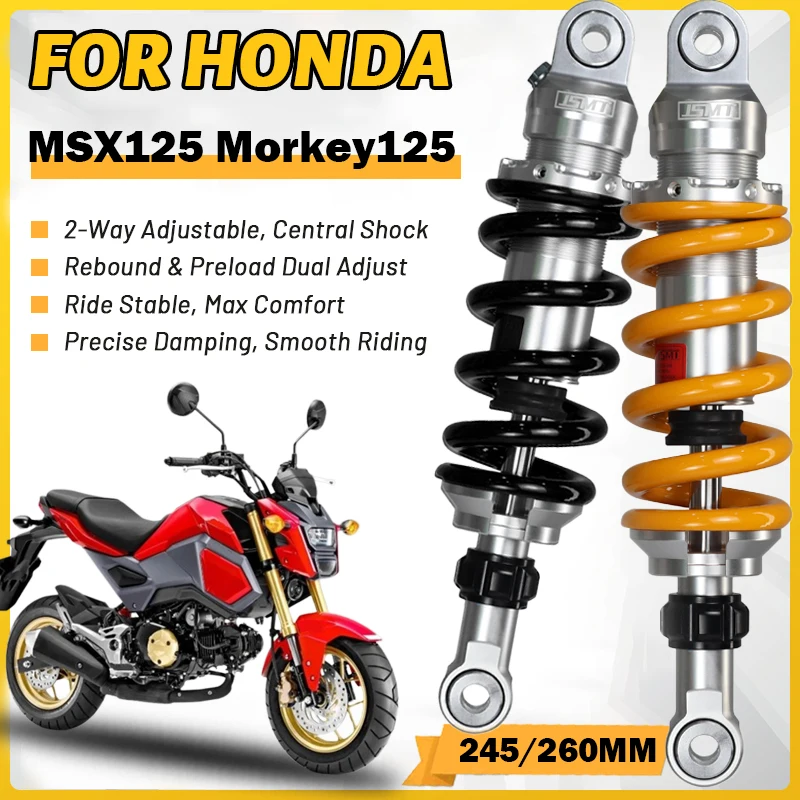JSMT FOR HONDA MSX125 Monkey125 245/260MM Dual Damping Central Rear Shock Absorber Preload & Rebound Adjustable
JSMT FOR HONDA MSX125 Monkey125 245/260MM Dual Damping Central Rear Shock Absorber Preload & Rebound Adjustable