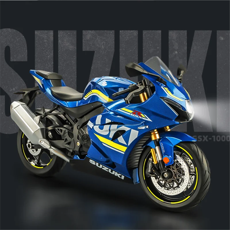 Модель гоночного мотоцикла Suzuki GSX-1000R из сплава, масштаб 1:9, высокодетализированная, со световыми эффектами, детская игрушка, подарок
Модель гоночного мотоцикла Suzuki GSX-1000R из сплава, масштаб 1:9, высокодетализированная, со световыми эффектами, детская игрушка, подарок