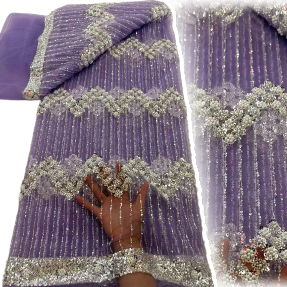 Fashion African Beaded Sequins Lace Fabric 2026 High Quality Nigerian Mesh Tulle Lace Fabric For Women Evening Dress Sewing 2768
Fashion African Beaded Sequins Lace Fabric 2026 High Quality Nigerian Mesh Tulle Lace Fabric For Women Evening Dress Sewing 2768