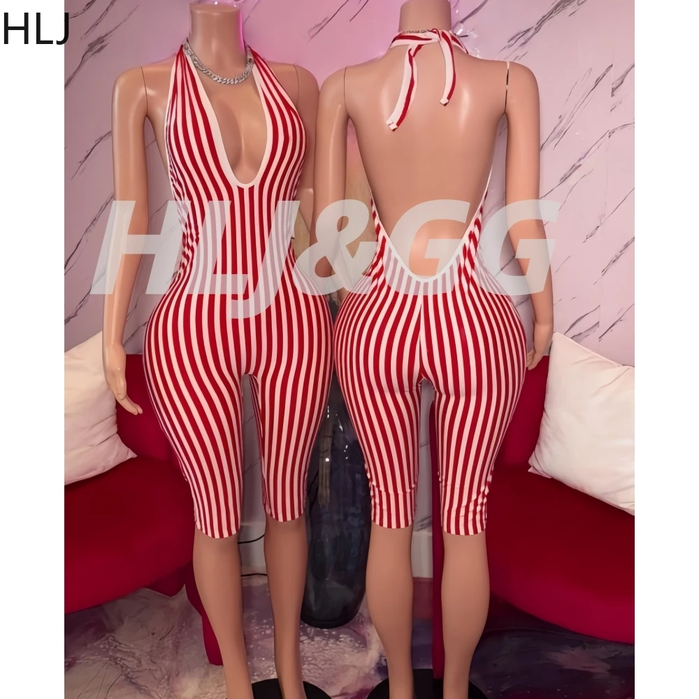 HLJ Red Fashion Stripe Print Halter Bodycon One Piece Rompers Women Deep V Sleeveless Backless Slim Jumpsuits Sexy Overalls 2025
HLJ Red Fashion Stripe Print Halter Bodycon One Piece Rompers Women Deep V Sleeveless Backless Slim Jumpsuits Sexy Overalls 2025